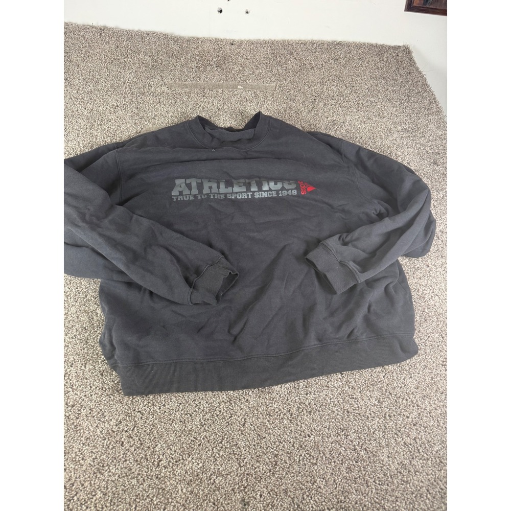 Adidas Athletics Sweatshirt Mens Black Graphic Crewneck Pullover True To Sport